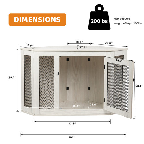 Archie & Oscar™ Bromborough Corner Dog Crate Furniture, Wooden Dog